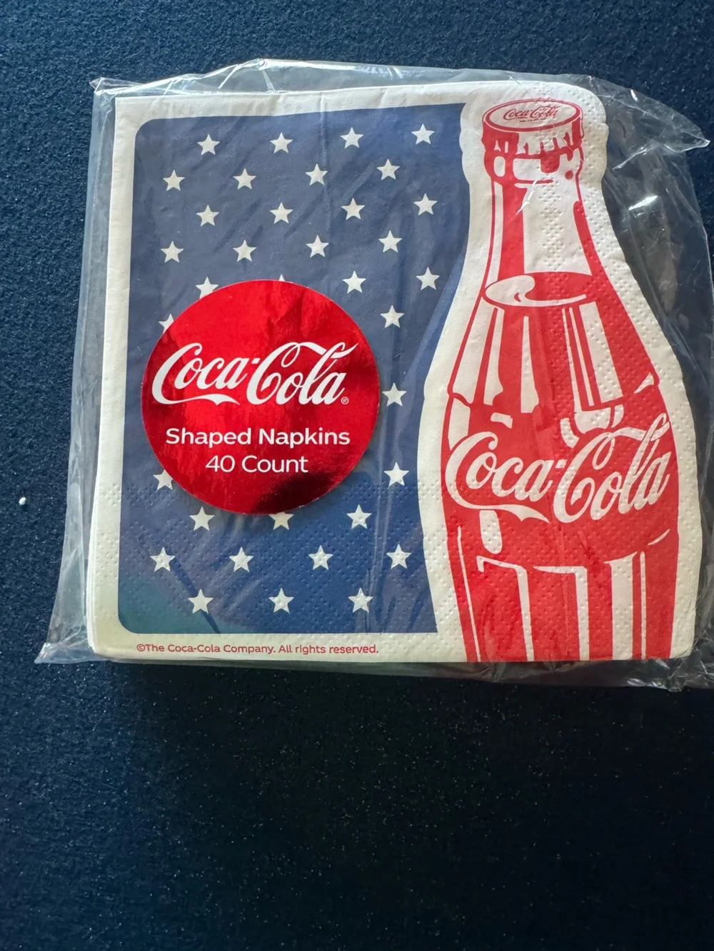 Set of Coca-Cola Classic Red,White& Blue Bottle FUN patriotic party napkins ❤️🤍💙
